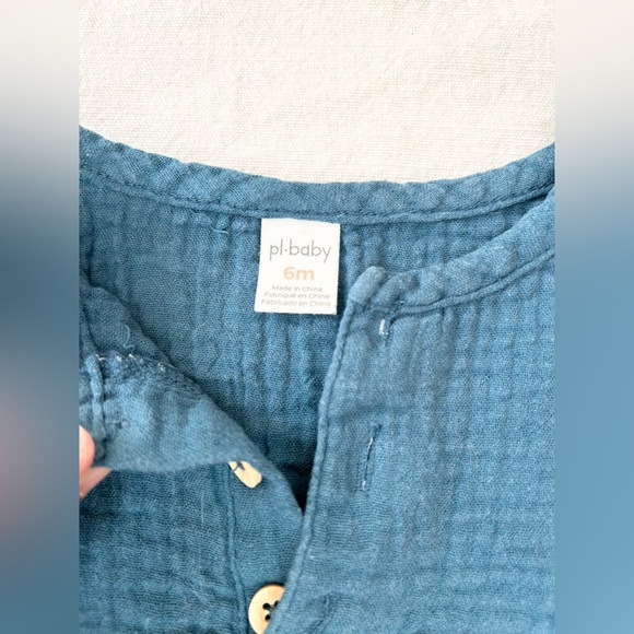 Petit Lem Baby Shortalls Romper in Blue - Picture 3 of 6